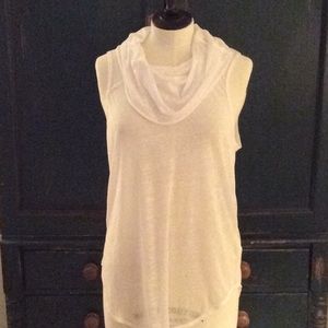 Chaser White Sheer Cowl-Neck Tank
